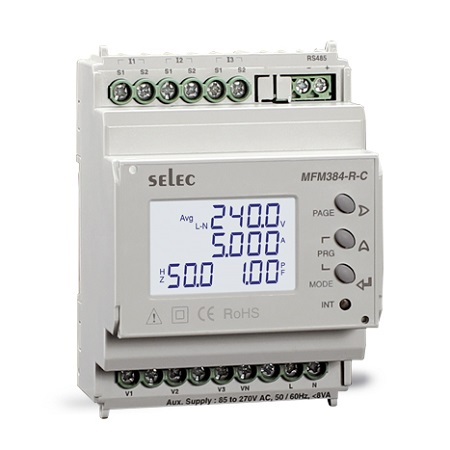 Đồng hồ đo điện đa năng Selec MFM384-R-C (gắn thanh ray)